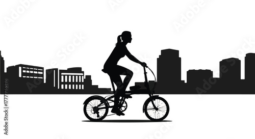 Silhouette of a cyclist riding a bike through the city Whisk_991a3551fe3bc6982f141732f4d898dadr_vector