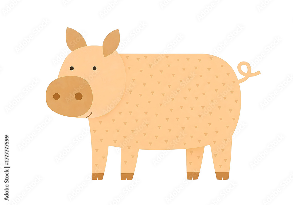 Fototapeta premium Minimalist Pig Illustration – Cute Farm Animal Clipart