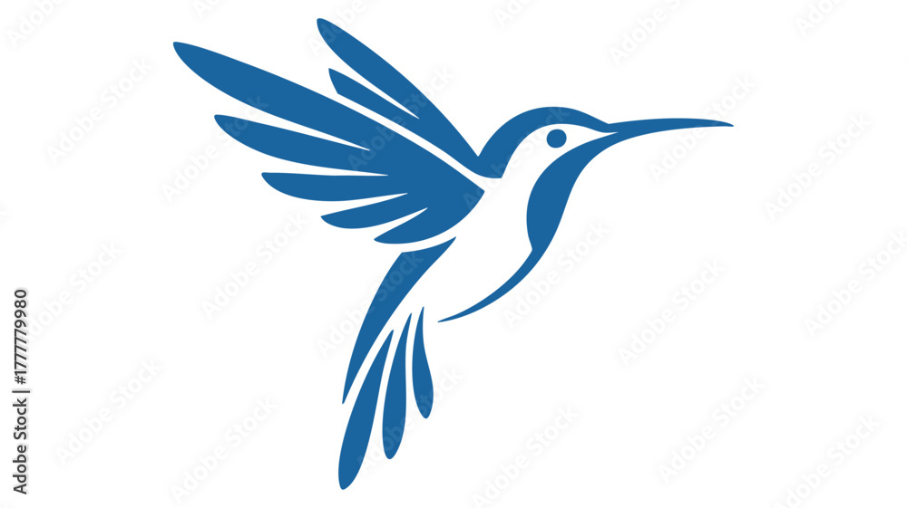 Fototapeta premium Blue hummingbird logo in flight