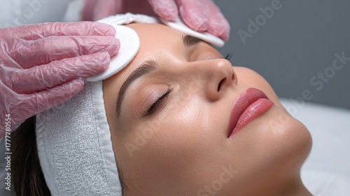 Revitalizing Skincare Ritual: Expert Beautician Performing Facial Cleansing for Radiant Youthful Skin