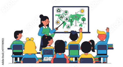 Students Learning About Renewable Energy And Ecological Preservation In School