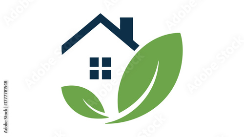 Eco-friendly house and leaf logo