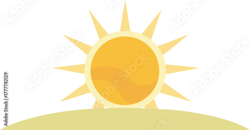 Bright yellow sun rising over a hilltop