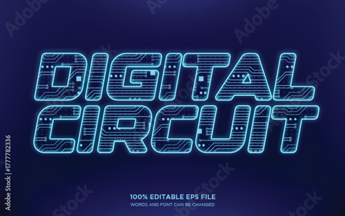 Digital Circuit Network 3D editable text style effect	
