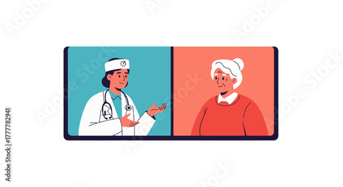 Telemedicine Consultation: Doctor Providing Remote Medical Assistance To An Elderly Patient