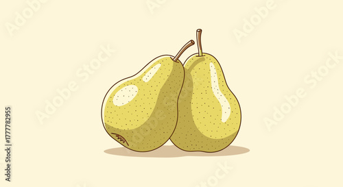 Two Ripe Pears Illustration Against a Neutral Backdrop Perfect for Various Designs