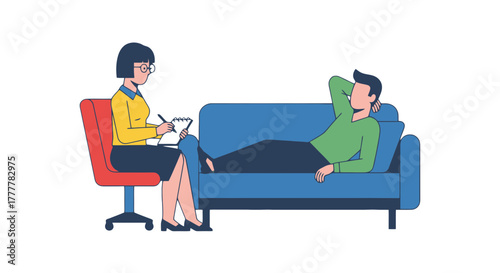 Therapy Session: A Therapist Taking Notes During A Patient's Session Discussion