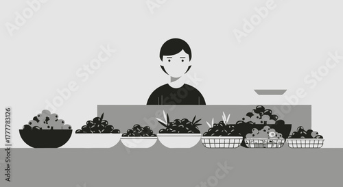 Vendor Displaying Gourmet Fruits and Berries for Sale at a Farmer's Market