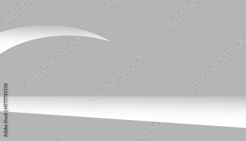 Abstract white curve on a smooth gray surface