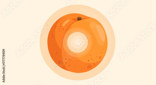 Vibrant Apricot Illustration Set Within A Creamy Circle On A Plain Background