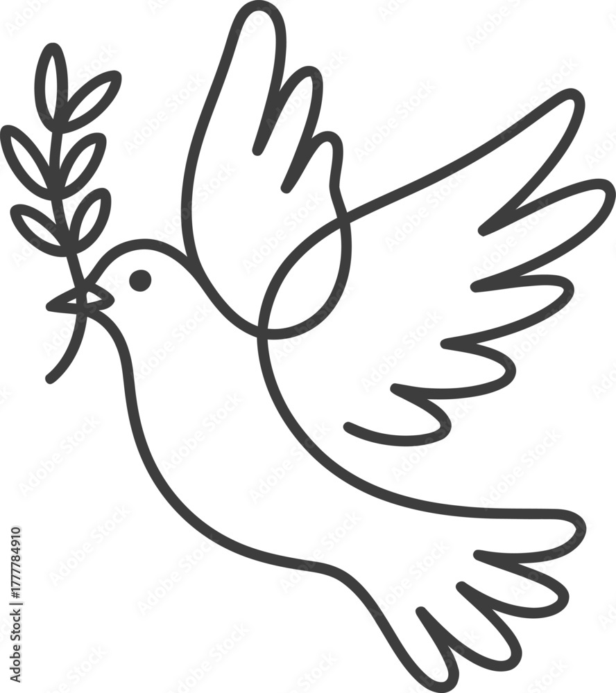 Naklejka premium Dove peace bird flying olive branch symbol freedom hope vector illustration art