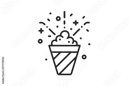 bursting dots party popper icon minimal outline