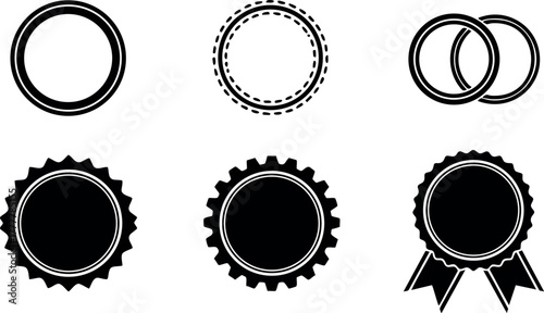 Award badge icons and blank seal vector set for certificates, achievement, labels, and official document design 