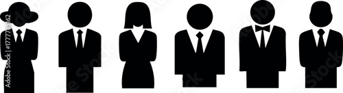 Business people silhouettes in formal attire isolated on white background for teamwork and corporate vector illustration 