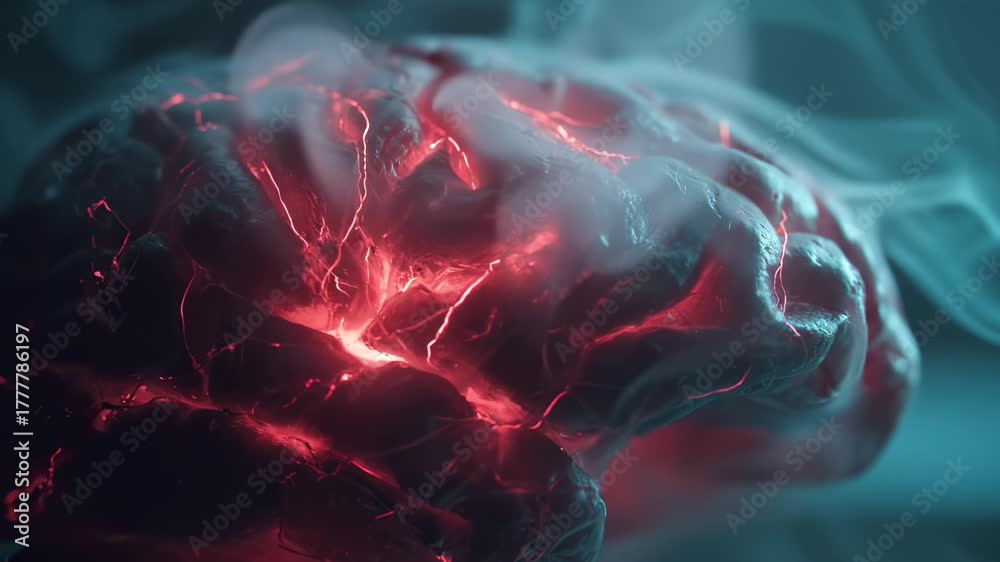 Brain Bandwidth Overload Realistic cinematic depiction of brain activity under overload, bright ...