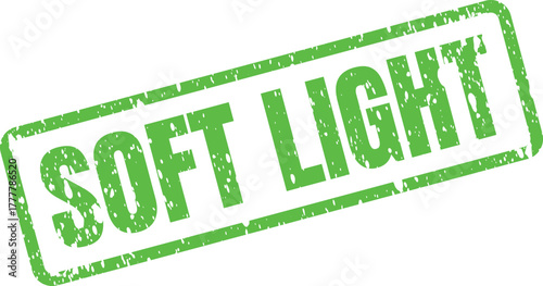 Green grunge effect rubber stamp with SOFT LIGHT text for gentle branding elements
