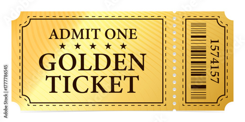 Luxury gold ticket and coupon template vector isolated.
