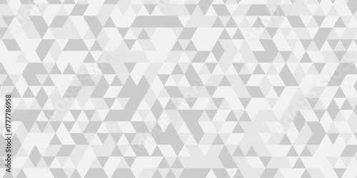 Seamless geometric pattern square shapes low polygon backdrop background. Abstract geometric wall tile and metal cube background triangle wallpaper. Gray and white polygonal background.	