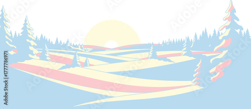 Winter landscape with snow-covered trees