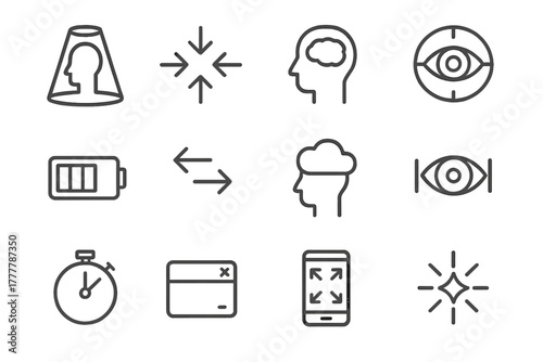 Zoning icons attention vector concentration state fixated icon drain popup mode timer