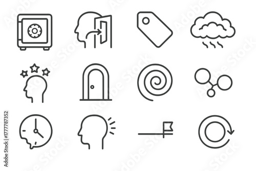 Cognitive palace icon memory loop grid association timeline cloud symbol vector