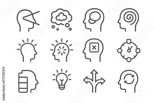Insight icon vector rumination cognitive mental symbol processes multitasking wheel crossroad icons