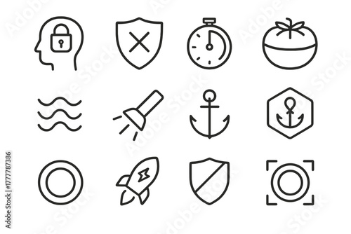 Tools concentration block wave pomodoro focus icon anchor vector zone icons symbol