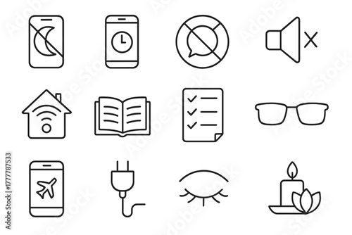 Icon vector eye sleep mode bed blocker detox digital clock phone ritual
