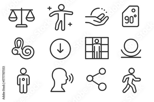 Icons inner icon ring joint proprioception feedback symbol balance ear vector body
