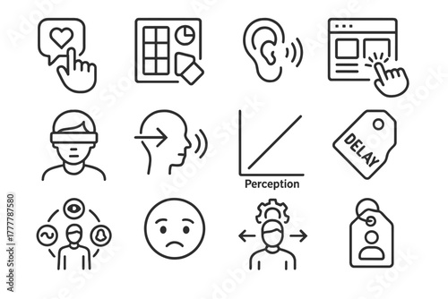 Testing input chart interface icons test feedback vector sensory tag guided response