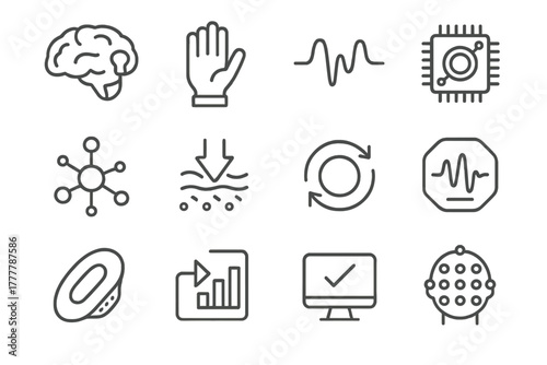 Sensory neuro neural converter wearable translator vector icon signal node wave interface