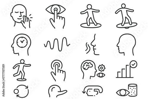 Smell hearing rehab loop sensory trainer vector coordination symbol icon adaptive icons