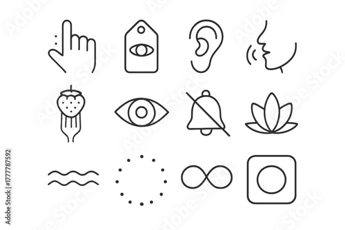 Present icon flavor intentional icons sight mindful ear vector minimal listening perception