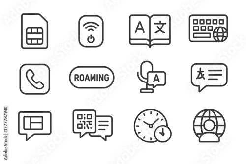 Overlay qr card time message icons communication travel ui switch icon phrasebook