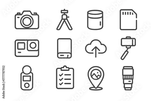 Vector photography drive photo dslr icons lens case mini cam icon memory