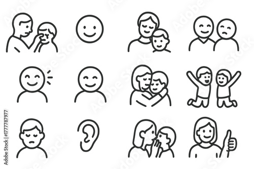 Daily giggle icons parent ear vector thumbs mutual proud arms icon emotional