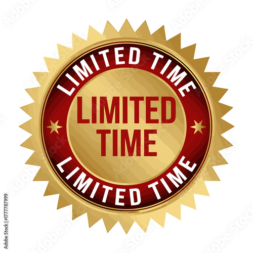 Eye Catching Limited Time Offer Gold Seal with Star Design for Sales and Promotions isolated on white background