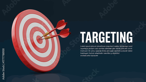 Conceptual Aim Target with Darts Strategy and Achieving Goals with Precision and Accuracy in Business Marketing and Advertising Illustration