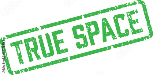 Green Grunge Rubber Stamp Mark Confirming Accurate True Space Allocation