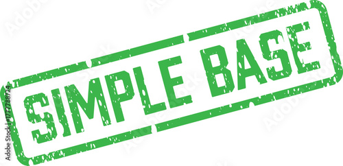 Grunge green rubber stamp featuring the words SIMPLE BASE for minimalist design projects