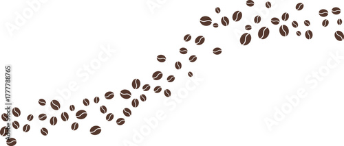 Coffee bean icon on transparent background. Flow, wave of coffee beans. Simple flat vector Illustration.