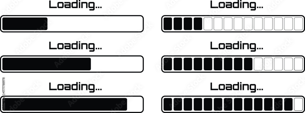 Obraz premium Loading progress bar illustration for web design, digital interface, app development, and technology on transparent background.