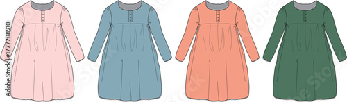 Colorful Dress Collection Fashionable Dresses in Pink, Blue, Orange, and Green for Versatile Style