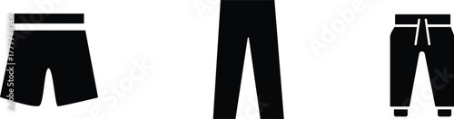 Pajama shorts and trouser silhouette for sleepwear pattern, vector Illustration on transparent background.