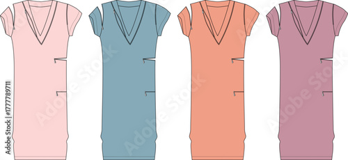 Elegant and Fashionable V-Neck Slit Midi Dress Design Mockup