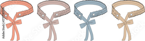 Fashionable choker necklaces with bow tie details in four different colors