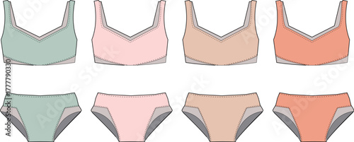 Stylish Swimwear Collection A Variety of Bikini Tops and Bottoms in Trendy Colors and Designs