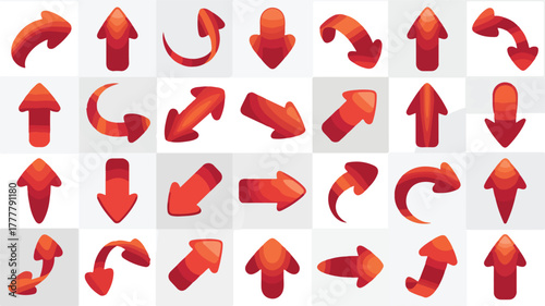 Red Arrow Icons Collection