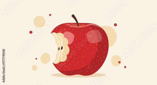 Vibrant Bitten Apple Illustration Showcasing Freshness and Appealing Visual Aesthetics