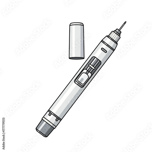 Medical insulin pen for diabetes injection vector illustration